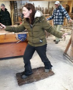 Testing the birch boot mat