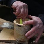Mark shape of pot base onto dried wood